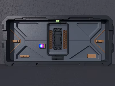 Modern Tech Device Panel With Green Purple Lights And Geometric Design 3d model