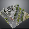 Detailed 3D Urban Block Model With Buildings Streets Trees And Parked Cars
