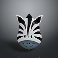 Cute Smiling Zebra Head Character With Black White Stripes And Green Eyes