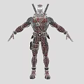 Deadpool Character 3D Model With Red And Black Costume Dual Swords And Utility Belt