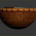 Traditional Orange Hand Drum With Wooden Drumsticks On Top Woven Trim And Leather Straps