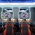 Modern Internet Cafe Interior With Starry Sky Ceiling Gaming Chairs And Computers 3d model