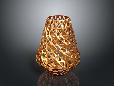 Modern Golden Hollow Out Design Vase With Elegant Decorative Pattern 3d model