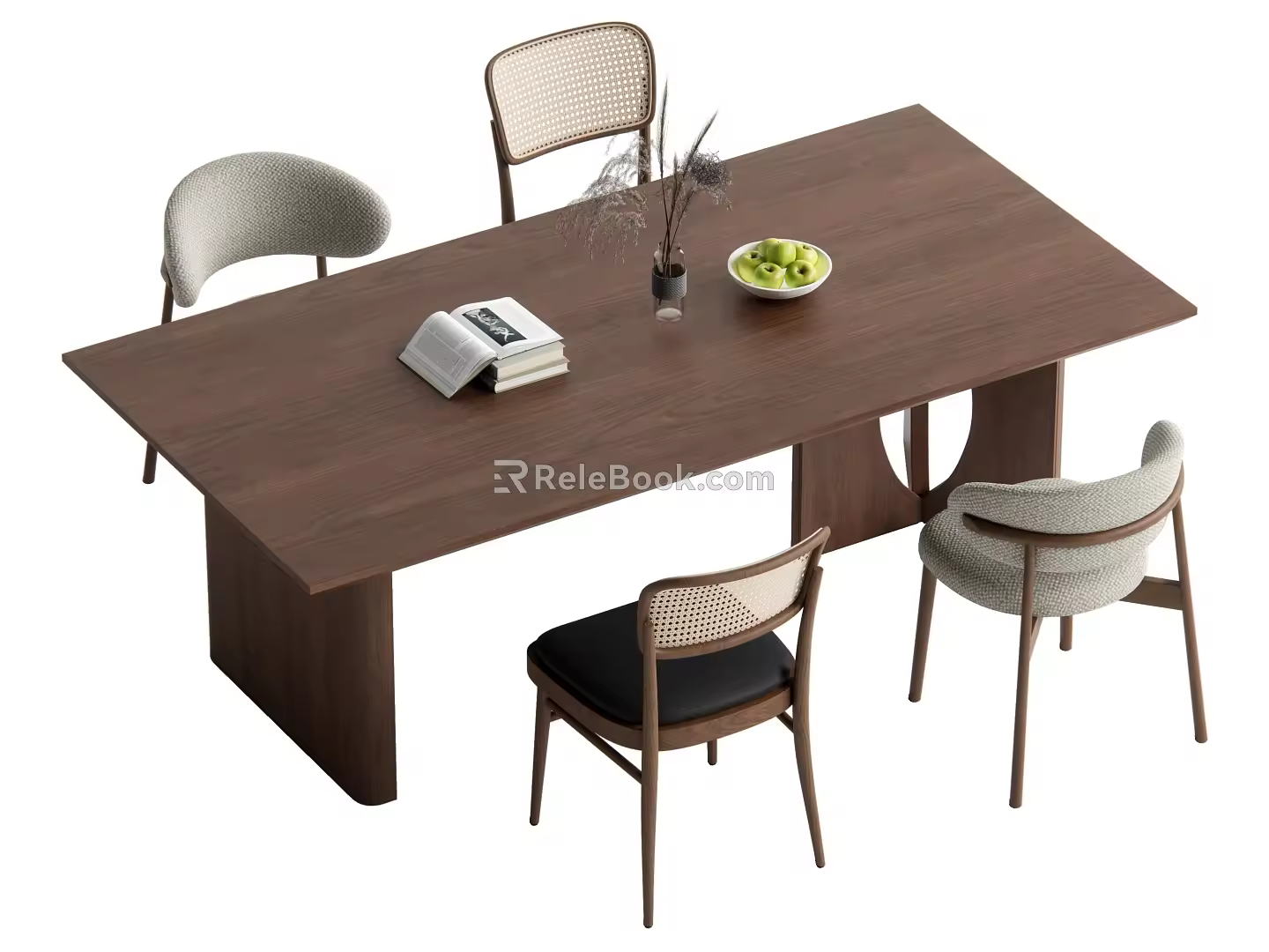 Middle style dining table and chair combination 3d model