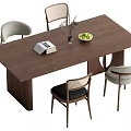 Middle style dining table and chair combination 3d model