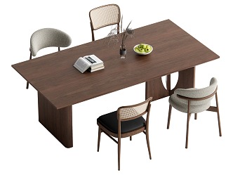 Middle style dining table and chair combination 3d model