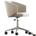 Modern Office Desk And Chair Set With Fabric Seat And Metal Base Wheels