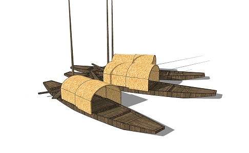 New Chinese Wooden Boat 3d model