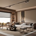 New Chinese Zen Style Home Living Room Song Style Aesthetics Living Room Zen Style Living Room Sofa Coffee Table Combination 3d model