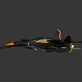 Futuristic Black And Orange Fighter Jet 3D Model With Sharp Wings And Aerodynamic Design