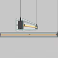 Modern Linear Chandelier With Glass Panel And Metal Bar For Bright LED Lighting