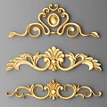 Golden Intricate Carved Decorations With Various Floral And Scroll Patterns 3d model