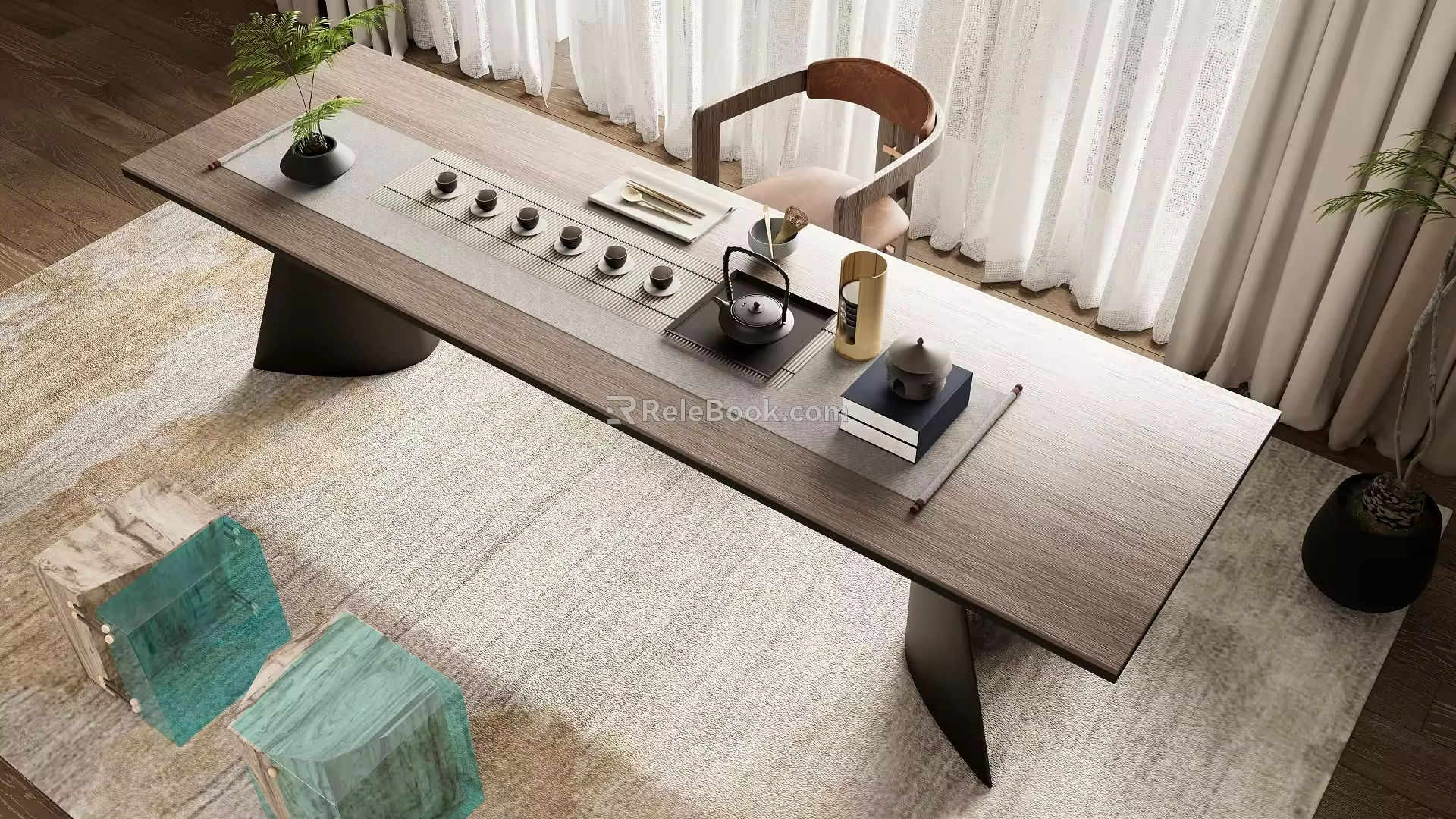 New Chinese Tea Table and Chair Combination Tea Table Tea Table and Chair Tea Table 3d model