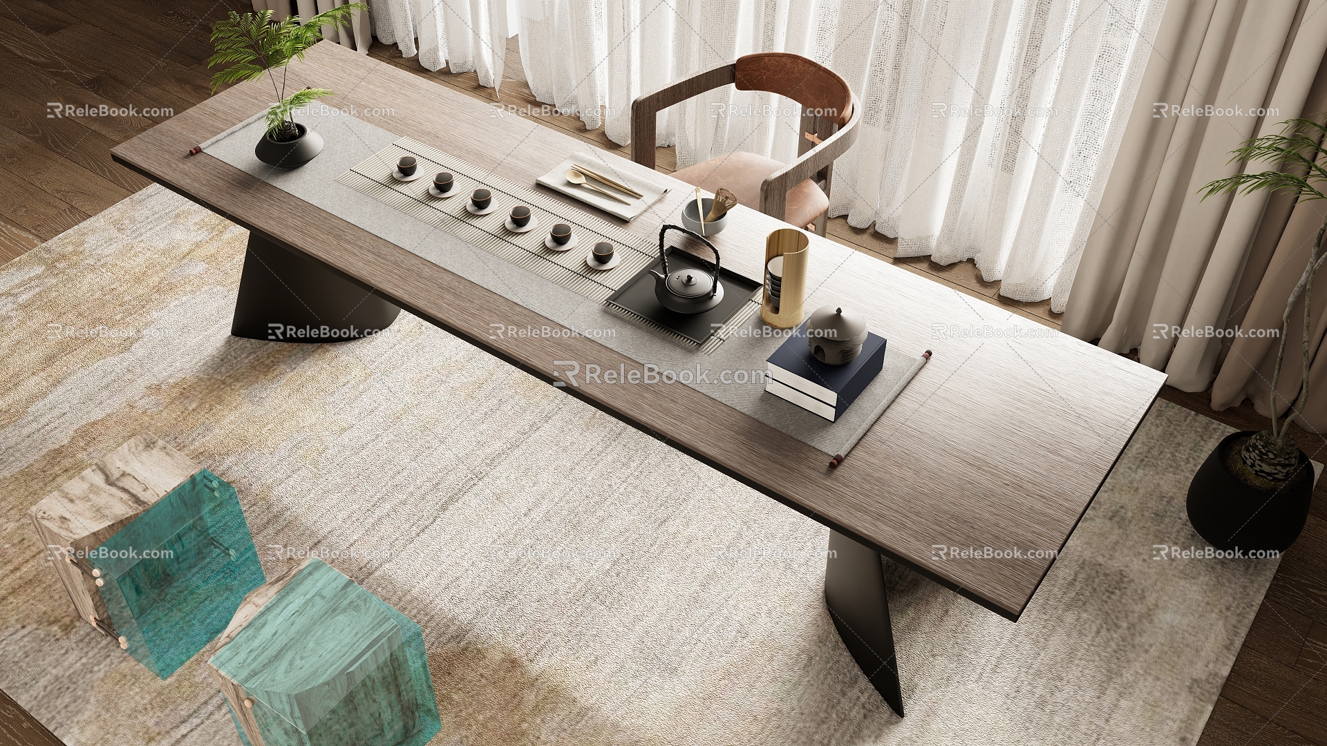 New Chinese Tea Table and Chair Combination Tea Table Tea Table and Chair Tea Table 3d model