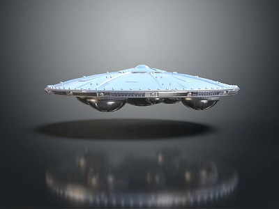 Alien Character And Extraterrestrial Creature Near Floating Silver UFO Craft 3d model