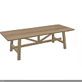 Solid Wood Long Tables With Cross Leg Design For Home Interior Decor 3d model