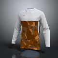 White And Brown Camouflage Pattern Long Sleeve Shirt With Front Logo Design