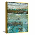 Modern Abstract Painting With Teal Brown And White Textured Layers For Wall Art Decoration