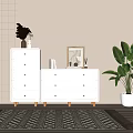 Elegant Modern Entryway With White Drawer Entryway Cabinet Side Cabinet Framed Art Plant And Rug