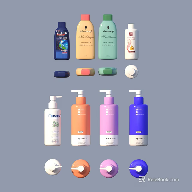 Assorted Colorful Personal Care Essentials With Various Bottles Jars And Containers 3d model 