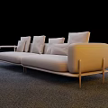 Modern Light Gray Multi-seat Sofa With Cushions Side Table And Gray Carpet 3d model