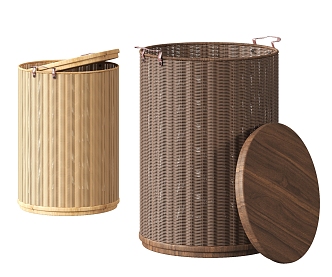 Rattan Bamboo Storage Basket 3d model