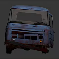 Old Blue Vintage Van With Rusty Exterior And Classic Design Features