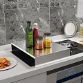 Kitchen cabinet console brushed stainless steel stove cover induction cooker stove condiment food 3d model