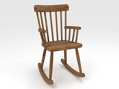 Wooden Rocking Chair With Traditional Design And Sturdy Armrests For Comfortable Seating 3d model