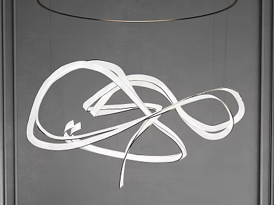 Contemporary White Curved Twisted Chandelier With Metal Frame For Interior Ceiling Lighting 3d model