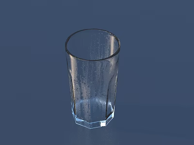 Clear Transparent Glass Cup With Water Droplets On Blue Background Surface 3d model