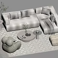Sofa Coffee Table Combination Single-Person Sofa Stool Cushion Side Table Coffee Table Cuddle Bear Sofa 3d model