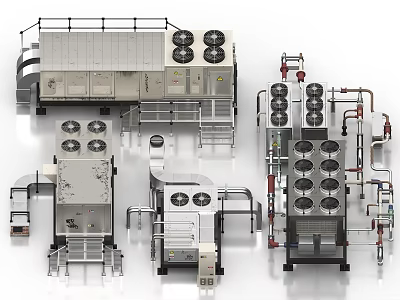 Industrial Equipment Collection Featuring Cooling Units Piping Systems and Heat Exchangers 3d model