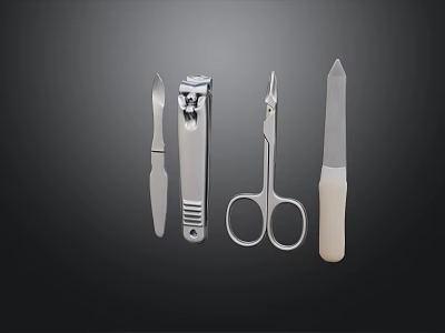 Nail Salon Professional Manicure Tools Including Clippers Scissors File And Pusher 3d model