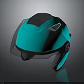 Teal And Black Modern Helmet With Glossy Finish Sleek Design And Transparent Visor
