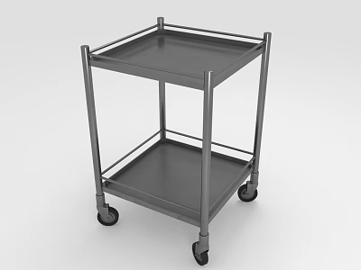 Two Tier Metal Medical Cart With Wheels For Hospital And Clinic Use 3d model
