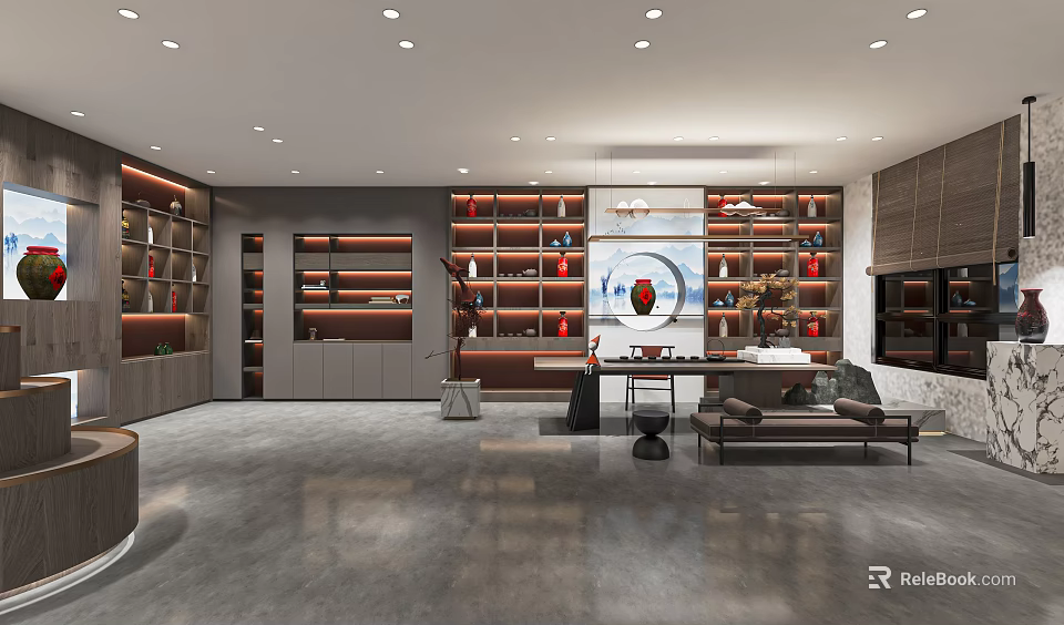 Modern Liquor and Tobacco Shop Interior With Display Shelves Various Wines Spirits and Tobacco Products 3d model 