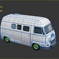 Vintage Silver Van With Multiple Windows Flat Roof And Streamlined Exterior Design 3d model