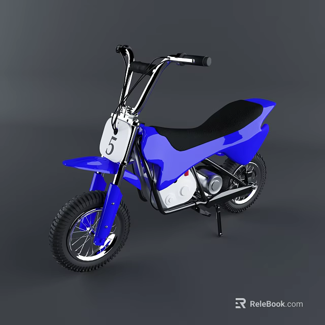 Blue Kids Off Road Motorcycle With Black Seat And White Accents 3d model 