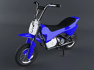 Blue Kids Off Road Motorcycle With Black Seat And White Accents 3d model