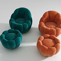 Green and Orange Single Sofa with Pleated Petal Design for Modern Home Interiors