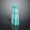 Fashionable Turquoise Strapless Long Dress With Patterned Design And Flowy Silhouette