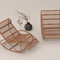 Stylish Wicker Lounge Chairs With Decorative Vase And Dried Flowers