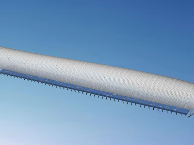 Modern White Streamlined Bridge Architectural Design With Sleek Structure And Blue Sky 3d model