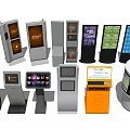 Public Facilities With Various Interactive Self Service Kiosks And Digital Information Terminals 3d model