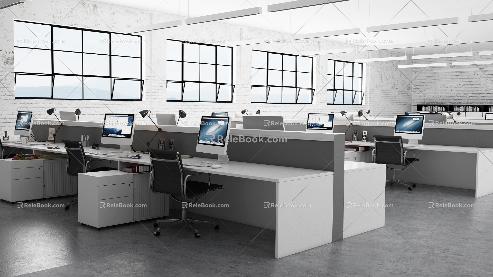 modern public office area office space 3d model