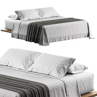 Modern fabric double bed 3d model