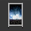 A Frame Sign Displaying Concert Scene With Crowd And Stage Lights 3d model