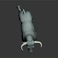 Blue Bull Game Movie Character With White Horns In Standing Posture