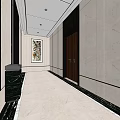 Modern Elevator Hallway Interior With Marble Walls Elevator Doors And Polished Floor 3d model